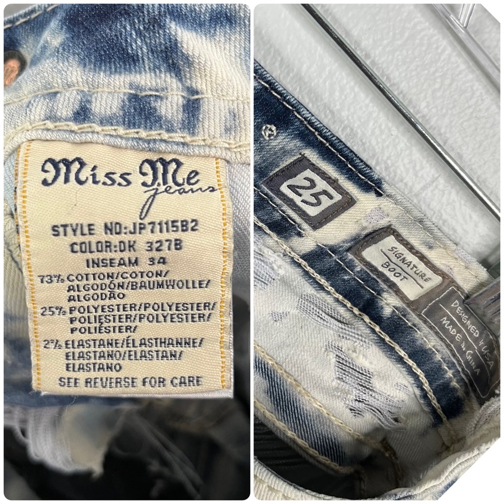 Miss Me Jeans Women’s 25 Blue White Bootcut Bleached Distress Destroyed JP7115B2 - Picture 16 of 16